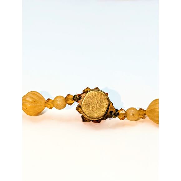 Vintage/Antique Yellow Orange Cream Glass Bead 18"  Necklace - Picture 6 of 7